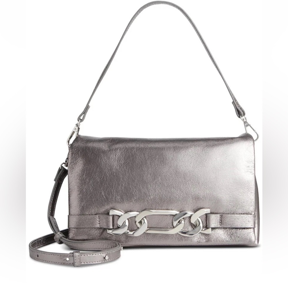 NWT Ninah Dark Silver Metalic Vegan Leather Bag